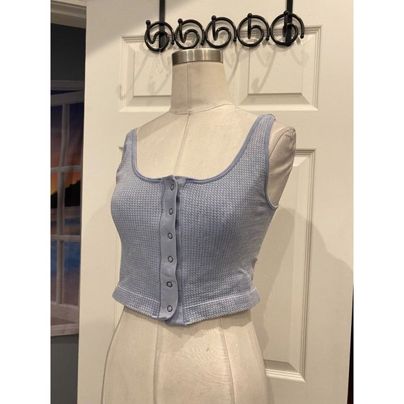 Aeropostale Seriously Soft seamless blue sleeveless crop top Large - Picture 1 of 3